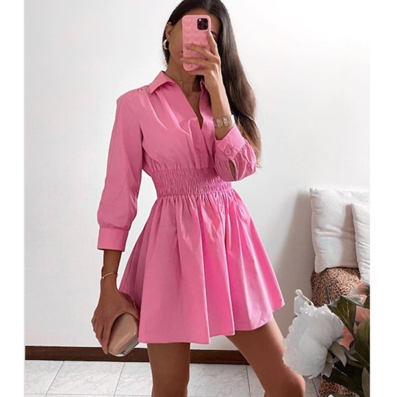 BLOGGER'S FAVE! Zara Barbie Pink Short Dress NWT - Picture 4 of 16
